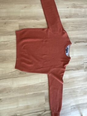 Tommy Hilfiger Crewneck Sweater Men’s Large Orange Cotton Classic Logo